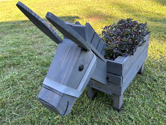 🏡Rustic Cedar Donkey Planter: Handmade Garden, Wedding and Nursery Decor
