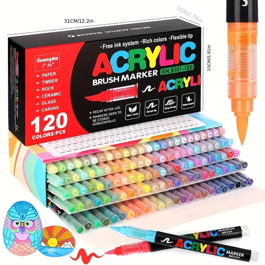 120pcs Marker Pen Set - Vibrant, Non-toxic