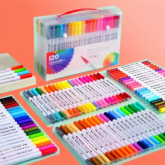 100 Colors Duo Tip Brush Markers Pens