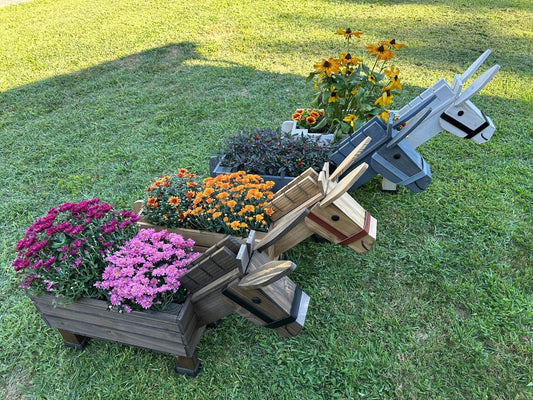 🏡Rustic Cedar Donkey Planter: Handmade Garden, Wedding and Nursery Decor